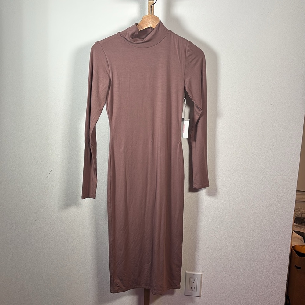 NEW Good American Sundown Turtleneck Bodycon Dress 2 - Picture 2 of 6